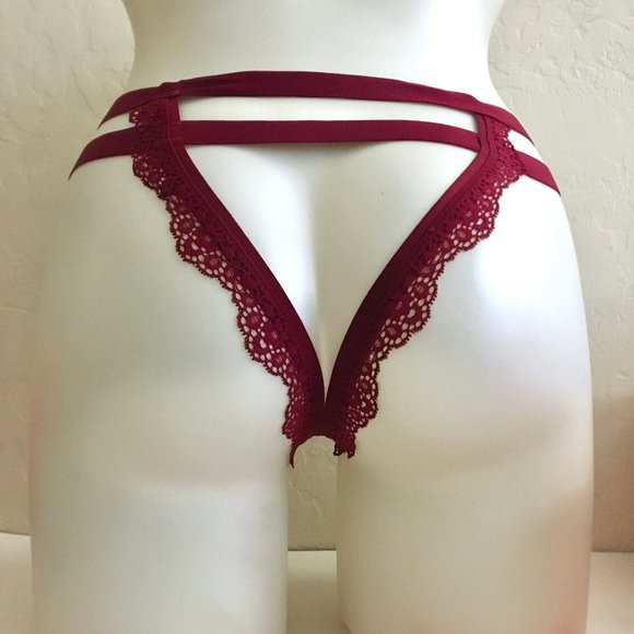 Victoria Secret LUXE BANDED Panty CROTCHLESS RED - Picture 7 of 8